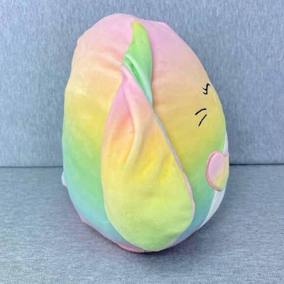 11-12" Wu the Rainbow Bunny w/ Easter Egg Squishmallow Plush Kellytoy Soft Toy - Picture 4 of 9